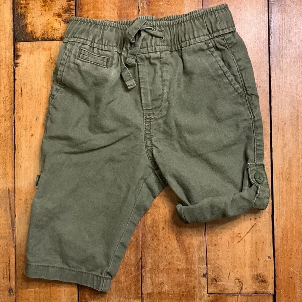 Gap size 12 to 18 mos cotton lightweight pants green roll up shorts summer